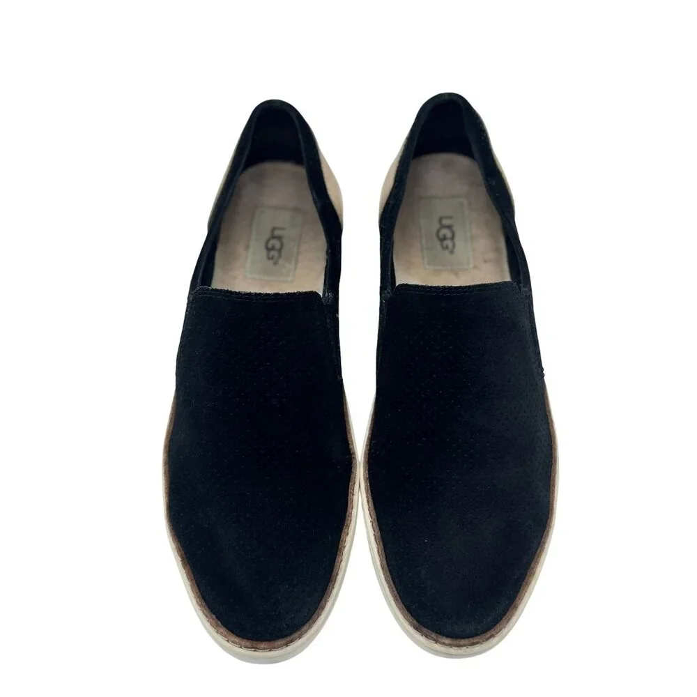 UGG Tan & Black Suede Slip-On Shoes Womens Size 9 - Picture 6 of 7